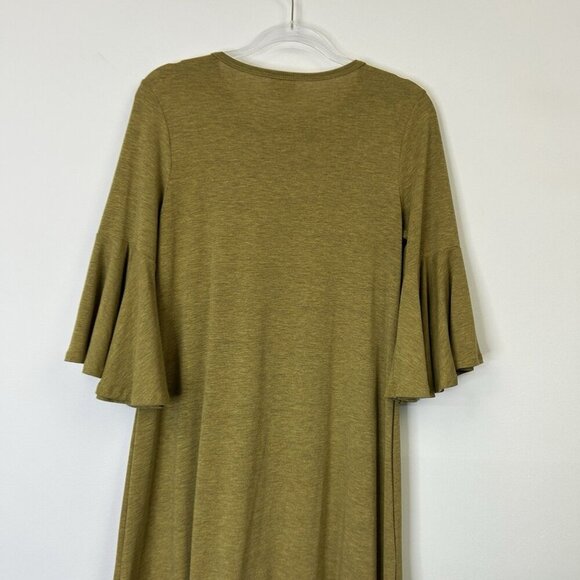Lularoe Maurine Bell Sleeve Dress Womens Size Small Olive Mustard - Picture 8 of 10
